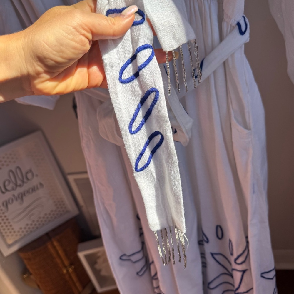 NWT Ciebon Eliza Embroidered A-Line Cotton Midi Dress in White Sz XL - Picture 6 of 16